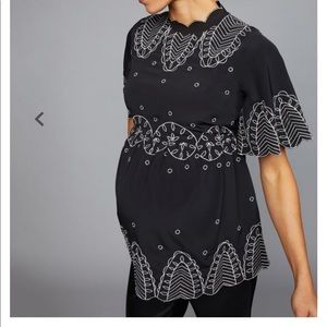 A pea in the pod Embroidery Mock Neck Maternity